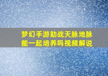 梦幻手游助战天脉地脉能一起培养吗视频解说