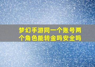 梦幻手游同一个账号两个角色能转金吗安全吗