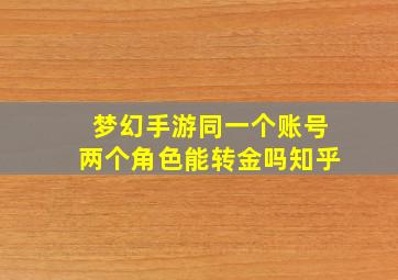 梦幻手游同一个账号两个角色能转金吗知乎