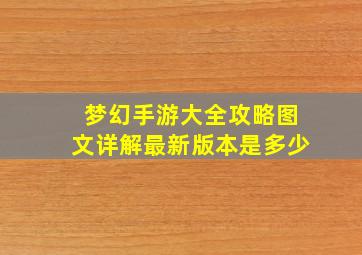 梦幻手游大全攻略图文详解最新版本是多少