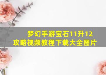 梦幻手游宝石11升12攻略视频教程下载大全图片