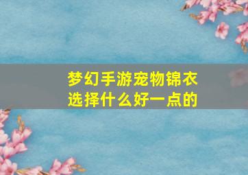 梦幻手游宠物锦衣选择什么好一点的