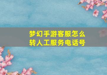 梦幻手游客服怎么转人工服务电话号