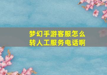 梦幻手游客服怎么转人工服务电话啊