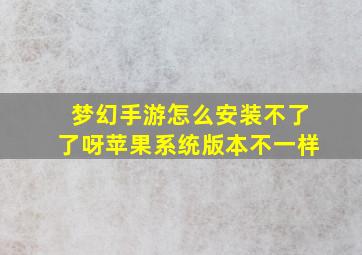 梦幻手游怎么安装不了了呀苹果系统版本不一样