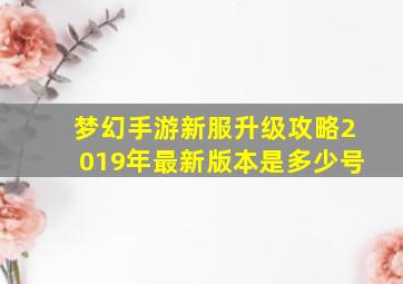 梦幻手游新服升级攻略2019年最新版本是多少号