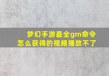 梦幻手游最全gm命令怎么获得的视频播放不了