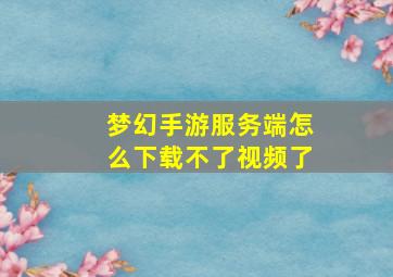 梦幻手游服务端怎么下载不了视频了