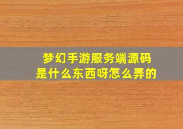 梦幻手游服务端源码是什么东西呀怎么弄的