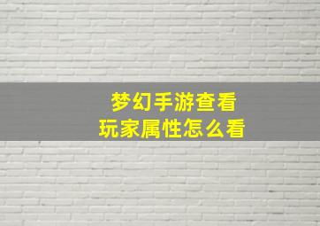 梦幻手游查看玩家属性怎么看