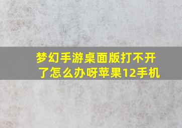 梦幻手游桌面版打不开了怎么办呀苹果12手机