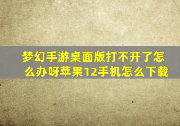 梦幻手游桌面版打不开了怎么办呀苹果12手机怎么下载