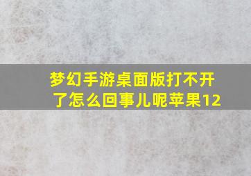 梦幻手游桌面版打不开了怎么回事儿呢苹果12