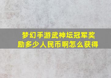 梦幻手游武神坛冠军奖励多少人民币啊怎么获得