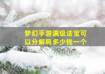 梦幻手游满级法宝可以分解吗多少钱一个