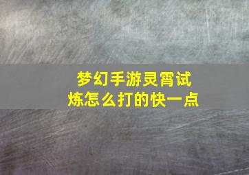 梦幻手游灵霄试炼怎么打的快一点