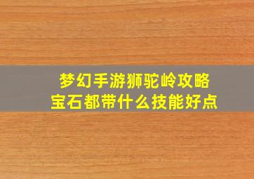 梦幻手游狮驼岭攻略宝石都带什么技能好点