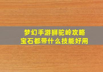 梦幻手游狮驼岭攻略宝石都带什么技能好用