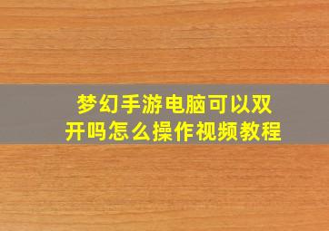 梦幻手游电脑可以双开吗怎么操作视频教程