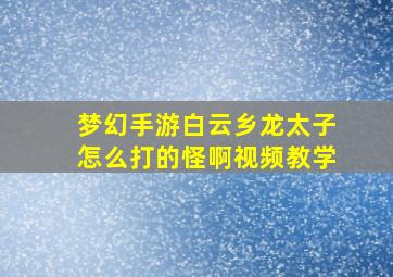 梦幻手游白云乡龙太子怎么打的怪啊视频教学