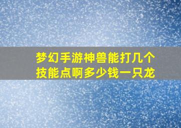 梦幻手游神兽能打几个技能点啊多少钱一只龙