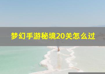 梦幻手游秘境20关怎么过