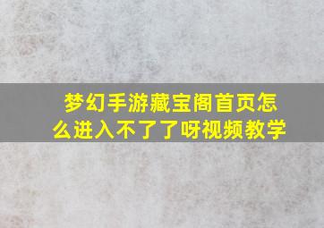 梦幻手游藏宝阁首页怎么进入不了了呀视频教学