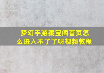 梦幻手游藏宝阁首页怎么进入不了了呀视频教程