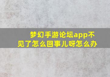 梦幻手游论坛app不见了怎么回事儿呀怎么办