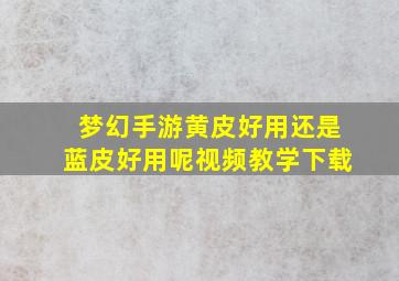 梦幻手游黄皮好用还是蓝皮好用呢视频教学下载