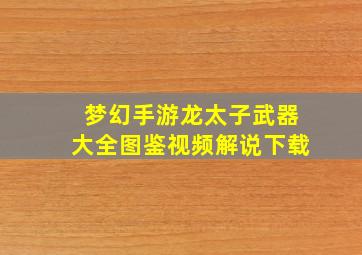 梦幻手游龙太子武器大全图鉴视频解说下载