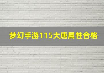 梦幻手游115大唐属性合格