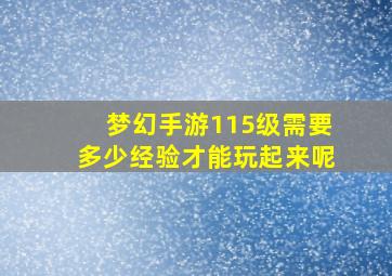 梦幻手游115级需要多少经验才能玩起来呢