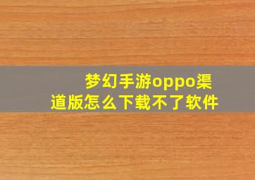 梦幻手游oppo渠道版怎么下载不了软件