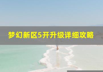 梦幻新区5开升级详细攻略