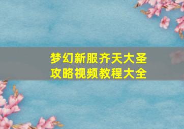 梦幻新服齐天大圣攻略视频教程大全