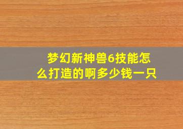 梦幻新神兽6技能怎么打造的啊多少钱一只