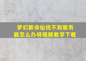 梦幻新诛仙找不到服务器怎么办呀视频教学下载