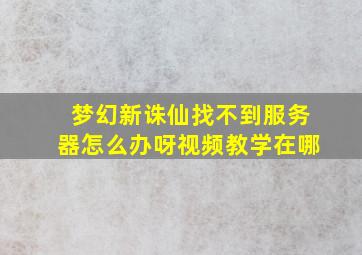 梦幻新诛仙找不到服务器怎么办呀视频教学在哪