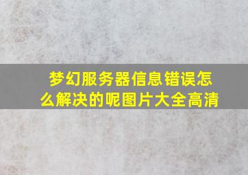 梦幻服务器信息错误怎么解决的呢图片大全高清