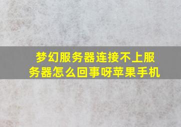 梦幻服务器连接不上服务器怎么回事呀苹果手机