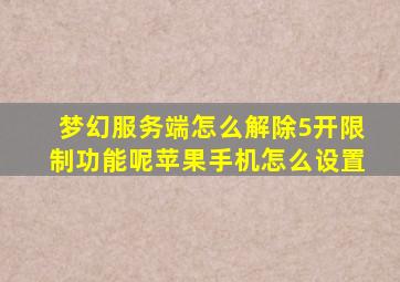 梦幻服务端怎么解除5开限制功能呢苹果手机怎么设置