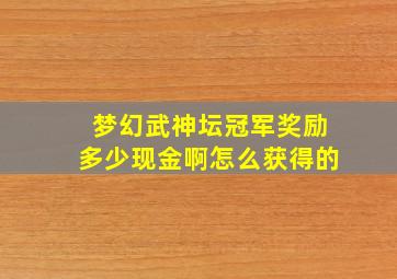 梦幻武神坛冠军奖励多少现金啊怎么获得的