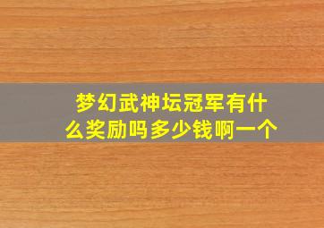 梦幻武神坛冠军有什么奖励吗多少钱啊一个