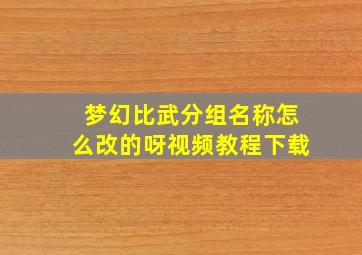 梦幻比武分组名称怎么改的呀视频教程下载