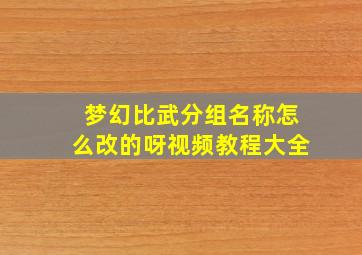 梦幻比武分组名称怎么改的呀视频教程大全