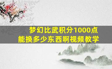 梦幻比武积分1000点能换多少东西啊视频教学