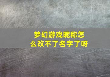 梦幻游戏昵称怎么改不了名字了呀