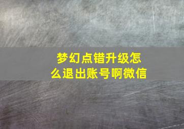 梦幻点错升级怎么退出账号啊微信