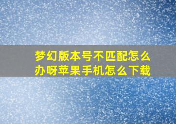 梦幻版本号不匹配怎么办呀苹果手机怎么下载